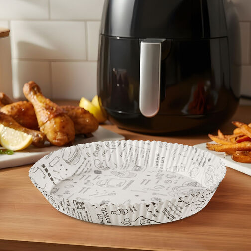 BW1033B • Papier na pečenie do Air fryer - pre varenie bez oleja - vzorovaný, kruh - 23 cm - 50 ks / balenie