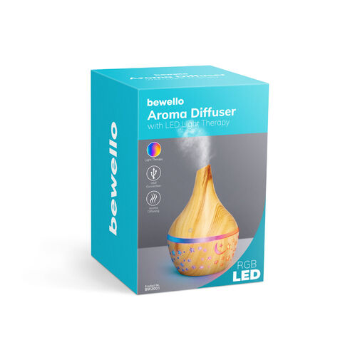 BW2001 • Aroma difúzor so svetelnou terapiou - drevený vzor - 300 ml