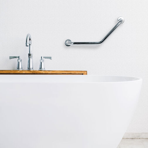 BW3035A • Madlo do kúpeľne - uhlové 45° - nehrdzavejúca oceľ - chrómované - 25 + 25 cm