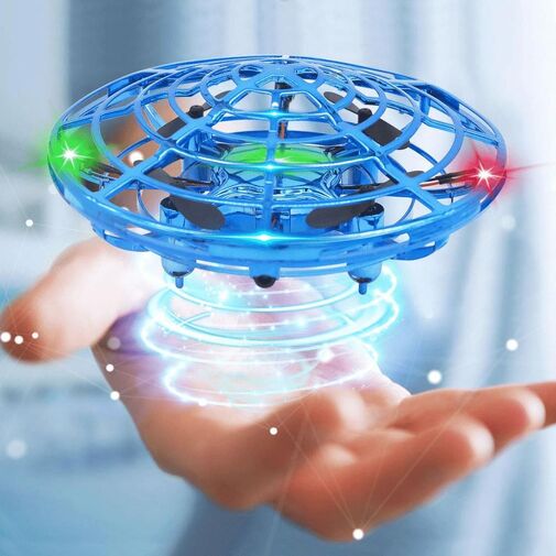 DA00149 • UFO drón lietajúca detská hračka – s LED svetlom, na batériu – 11 x 11 x 4 cm