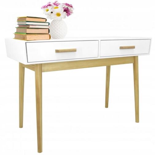 DA00366C • Stôl s 2 zásuvkou „Scandinavia” – 100 x 40 x 79 cm – biely