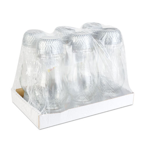 TW1022 • Solárny sklenený lampáš s plastovým uzáverom - 25 x 10 cm - strieborný - teplá biela LED