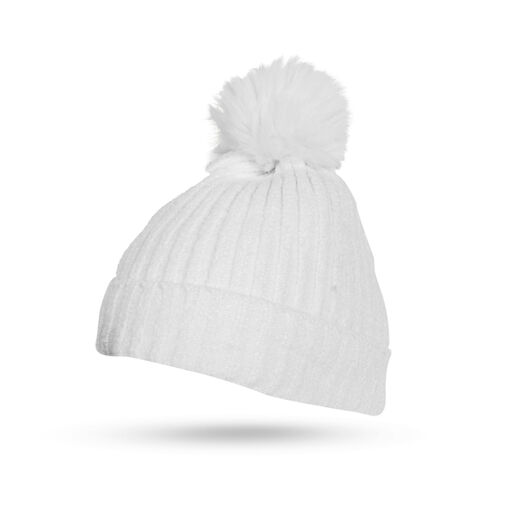 W1061A • Hrubá zimná čiapka - so strapcom - biela