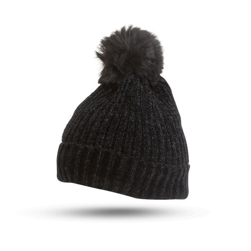 W1061B • Hrubá zimná čiapka - so strapcom - čierna